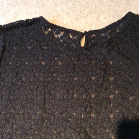 Loft NWOT L black top, embroidered black flowers. - Picture 5 of 6